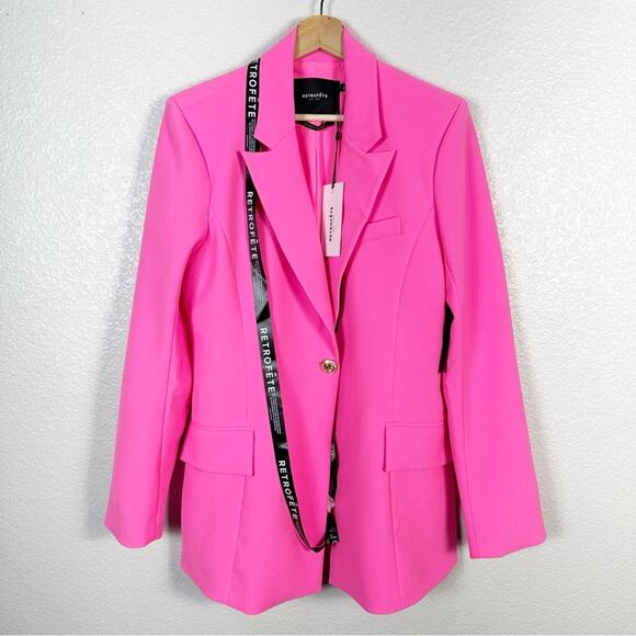 Retrofete NWT Women’s Kristen Blazer in Hyper Pink Size Large - Picture 1 of 15